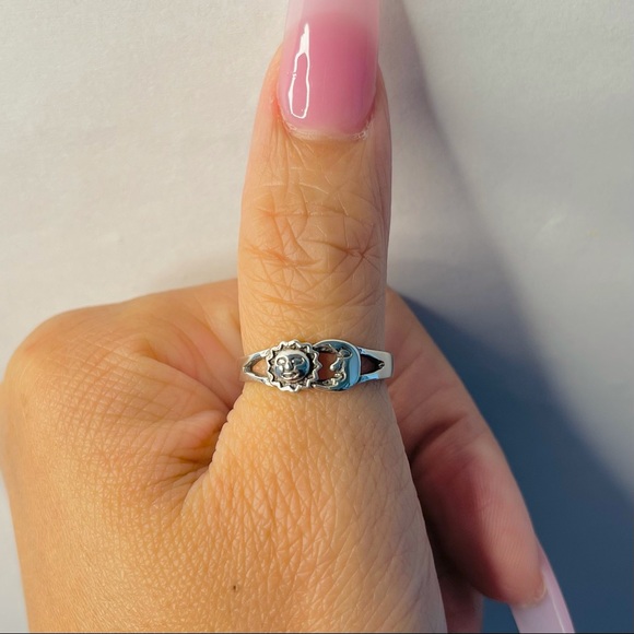 Sterling silver sun and moon ring, sun ring, moon ring, silver sun and moon ring - Picture 8 of 10